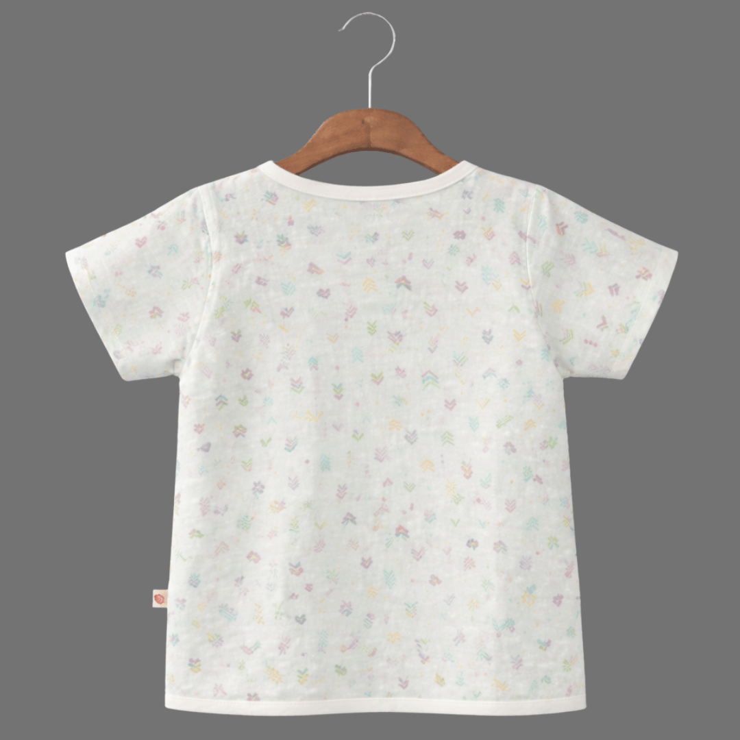 Unisex Comfy Cotton Tiny Arrows Jhabla With Soft Short Sleeve Button-Up