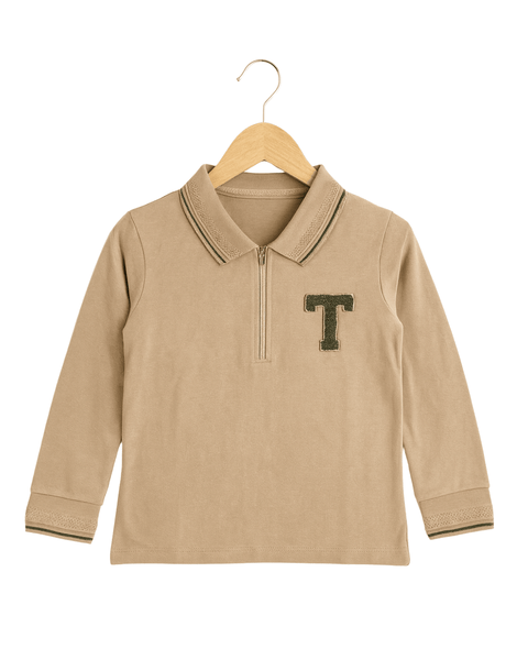 Boys Cream Cotton Polo T-Shirt Soft & Breathable 100% Cotton