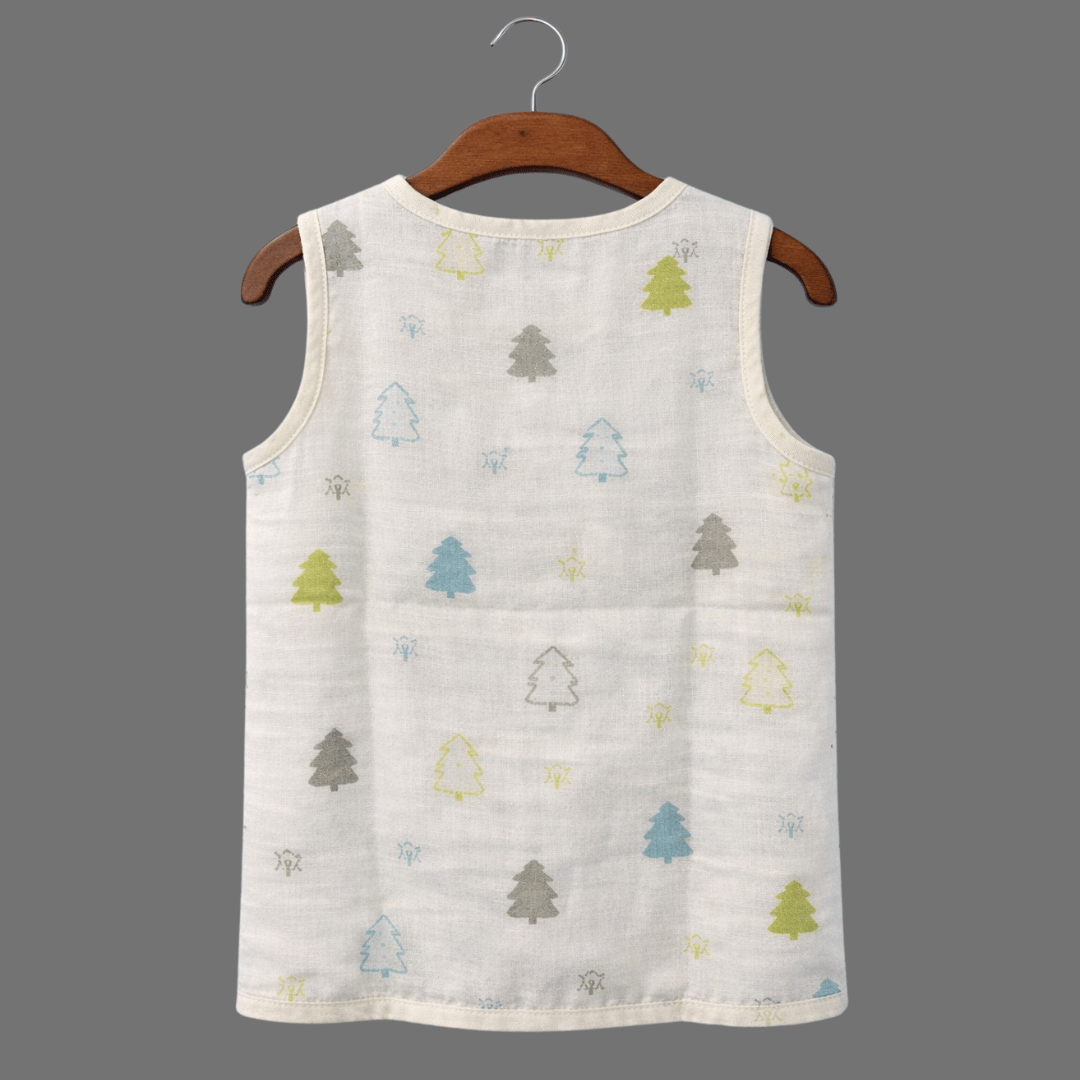 Unisex Soft Cotton Sleeveless Forest Trees Jhabla for Babies