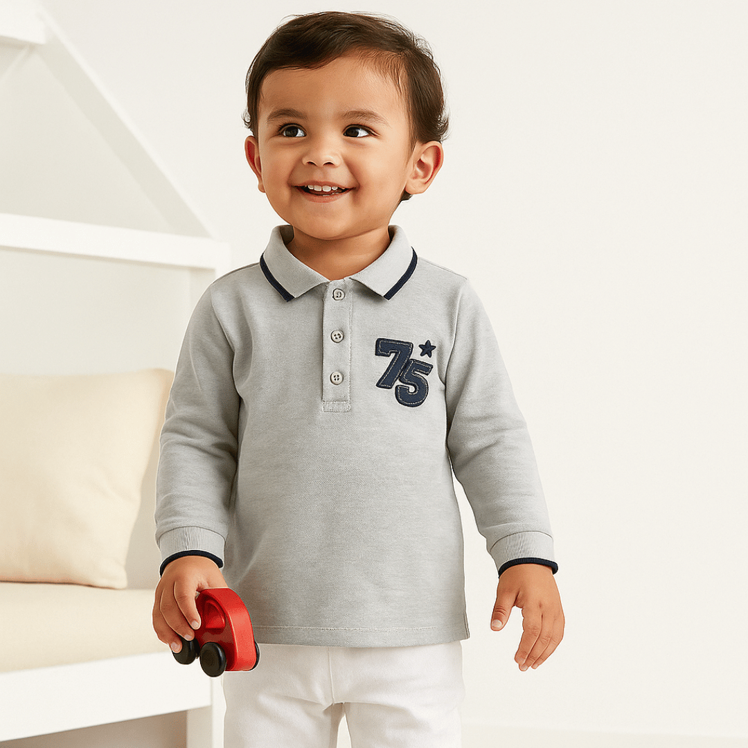 Todlerry Boys Cotton T-Shirt | Stone Grey | Soft & Breathable | 100% Cotton