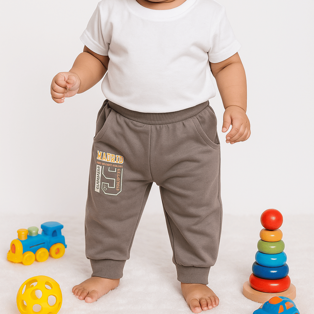 Todlerry Baby Joggers | logo Print | Pack of 2 |Soft & Breathable | 100% Cotton