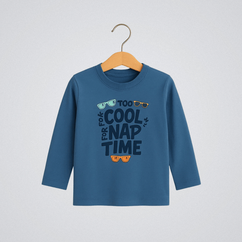 Boys Cotton T-Shirt Cool Nap time Blue Soft & Breathable 100% Cotton