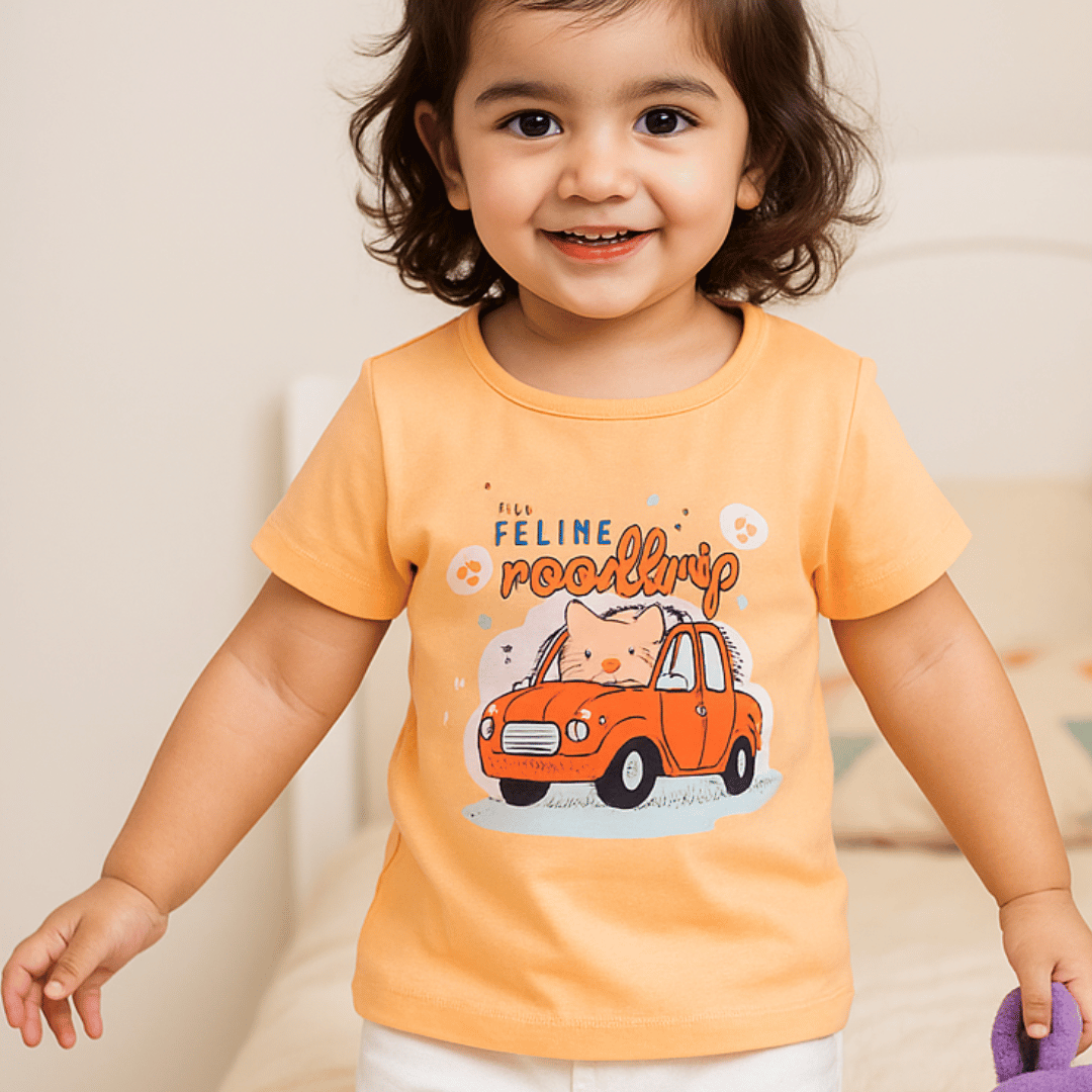 Todlerry Girls T-shirts | Pack of 3 |Soft & Breathable | 100% Cotton