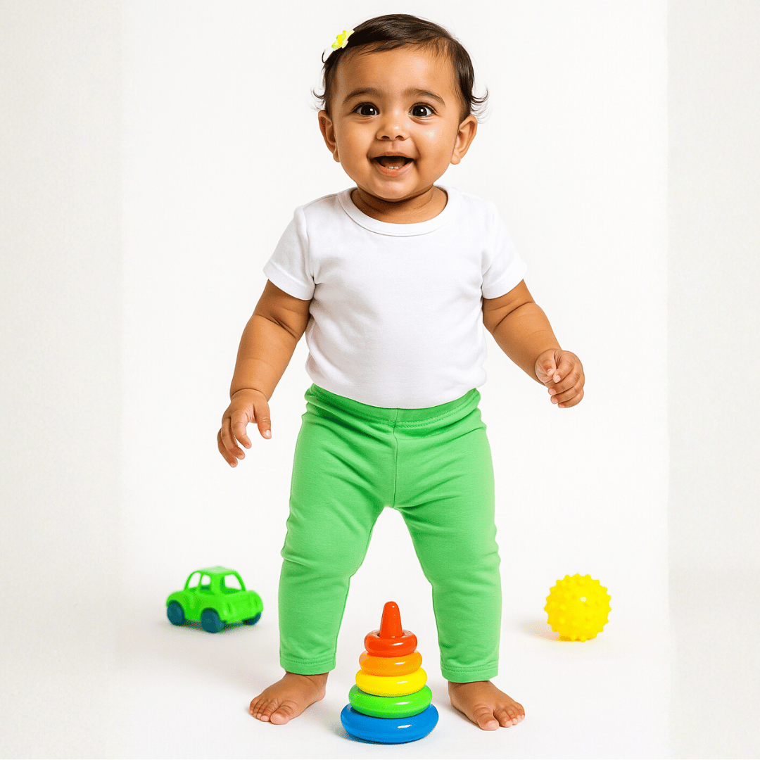 Todlerry Girls Leggings | Pista Green | 100% Cotton