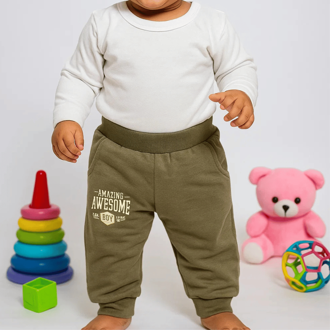 Todlerry Baby Joggers | Olive Green | Soft & Breathable | 100% Cotton