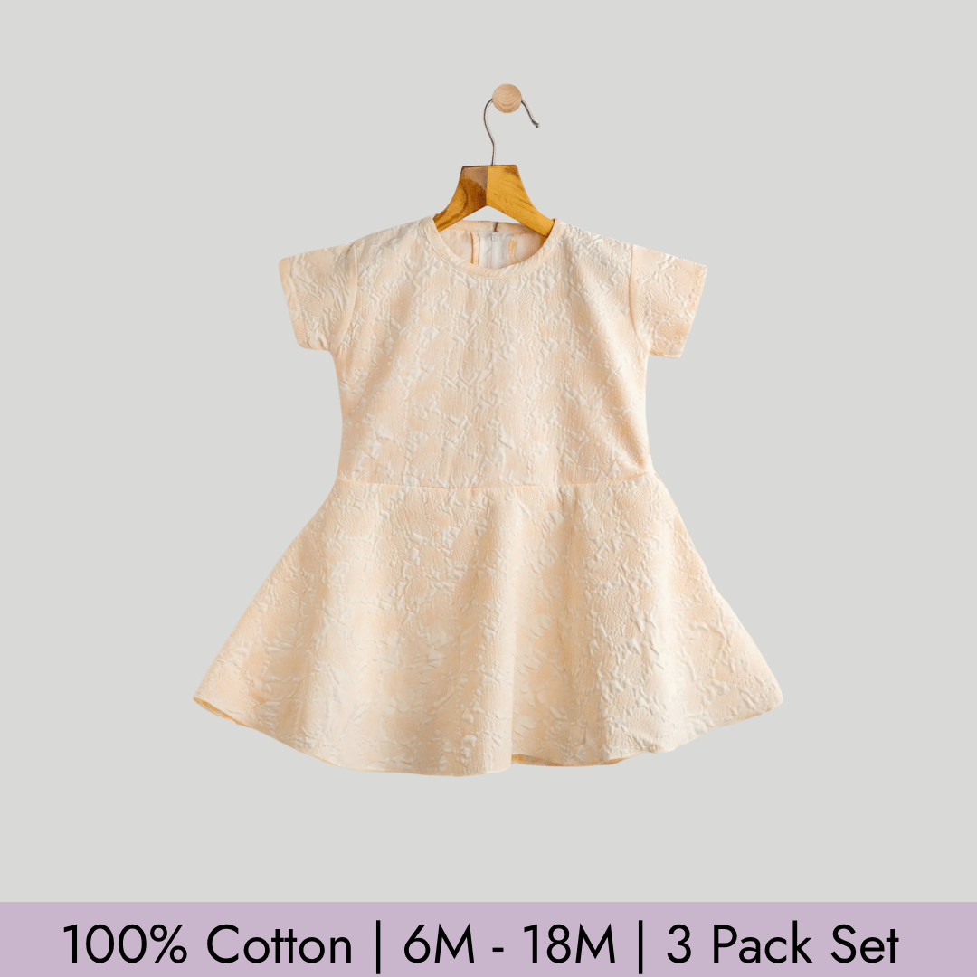Todlerry Girls Frock | Pack of 3 |Soft & Breathable | 100% Cotton