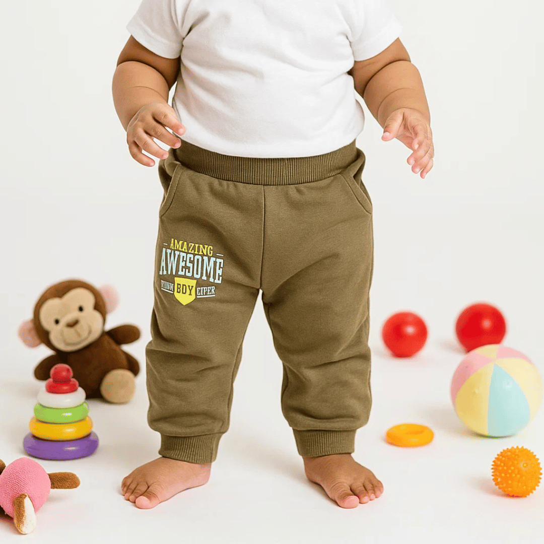 Todlerry Baby Joggers | logo Print | Pack of 4 |Soft & Breathable | 100% Cotton