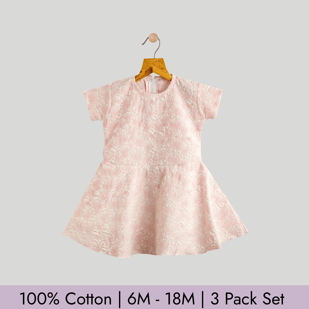 Todlerry Girls Frock | Pack of 3 |Soft & Breathable | 100% Cotton