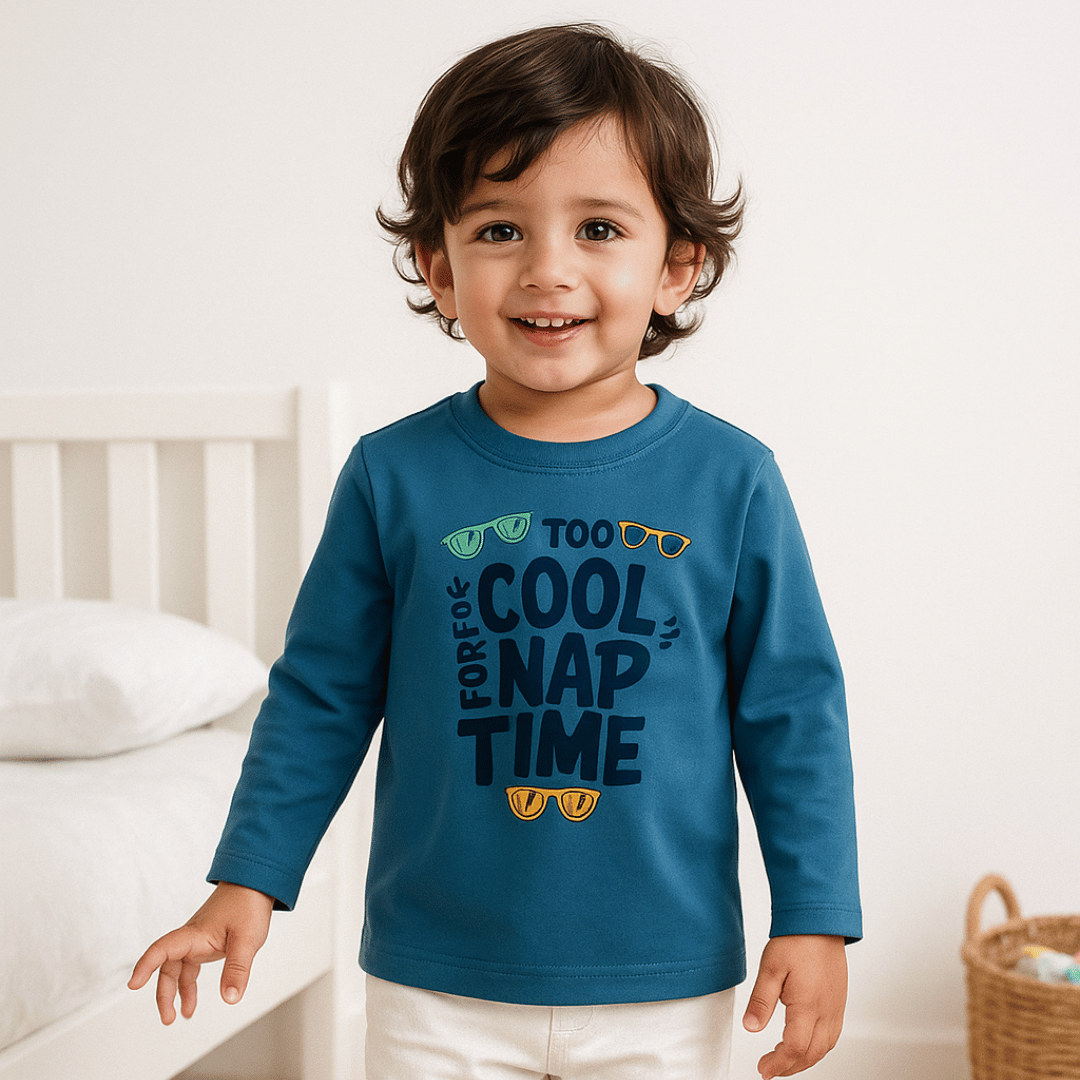 Todlerry Boys Cotton T-Shirt | Cool Nap time Blue | | Soft & Breathable | 100% Cotton
