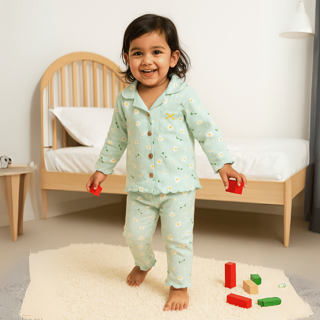 Todlerry Girls Night Suit | Set of 3 | Soft & Breathable | 100% Cotton