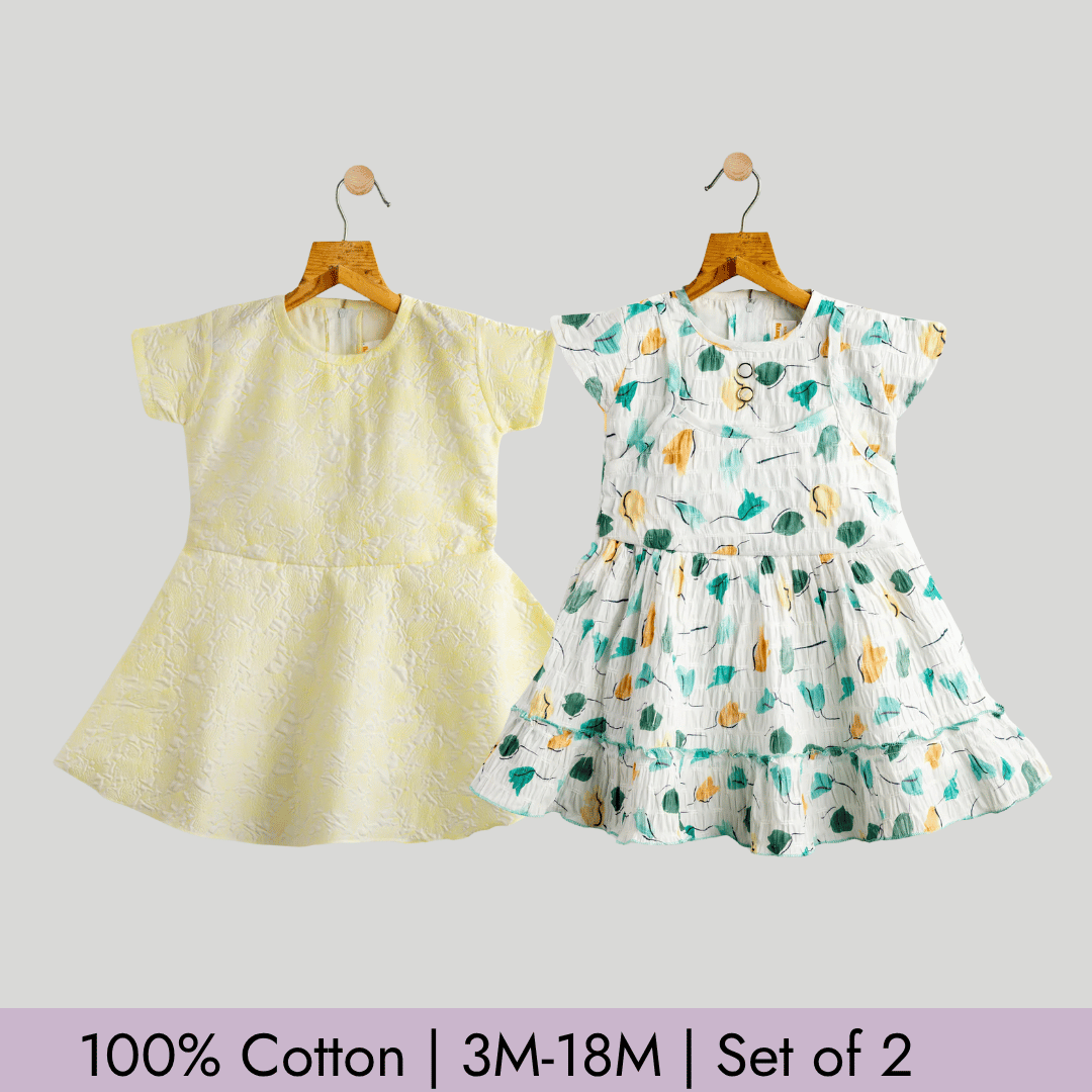 Todlerry Girls Frock | Pack of 2 |Soft & Breathable | 100% Cotton