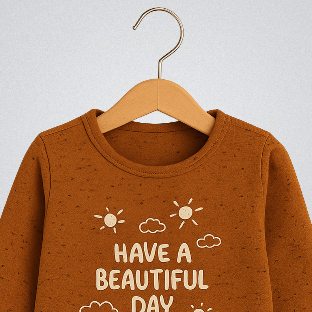 Todlerry Boys Cotton T-Shirt | Beautiful day Rusty Orange| Soft & Breathable | 100% Cotton