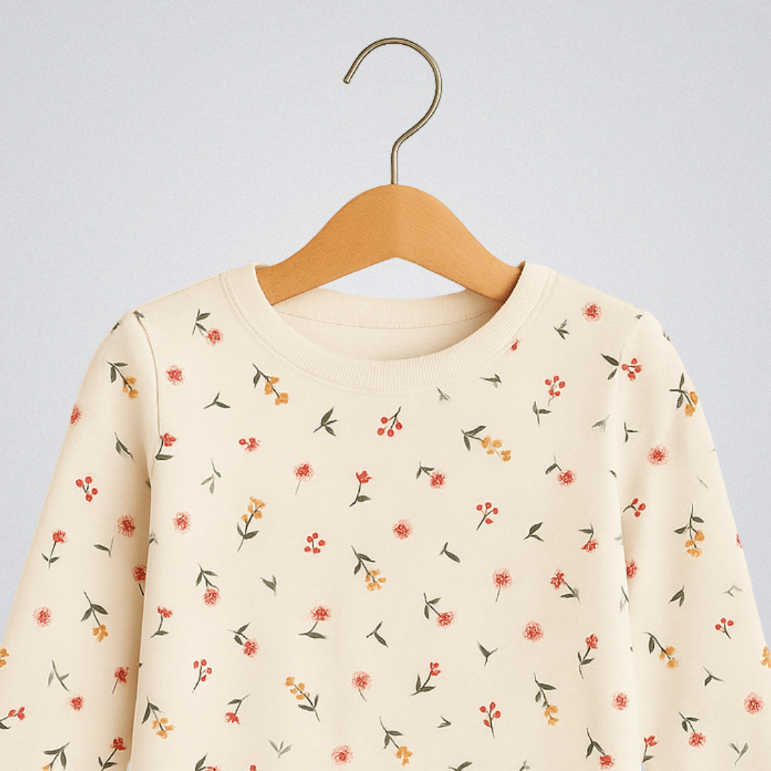Todlerry Girls Cotton T-Shirt | White Cute Floral | Soft & Breathable | 100% Cotton