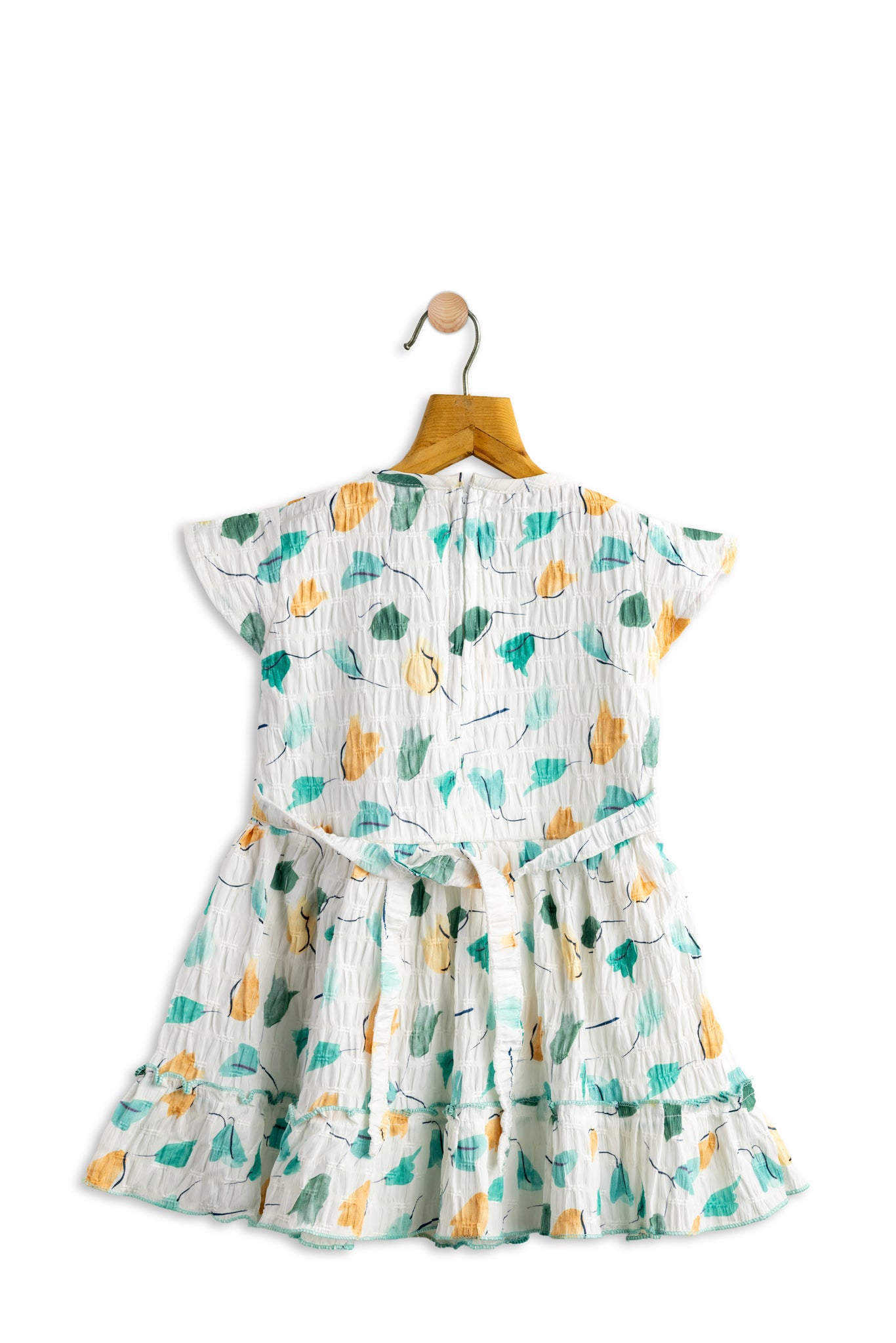 Todlerry Sleeveless Girls Frock | Green & Pink Floral Print | 100% Cotton