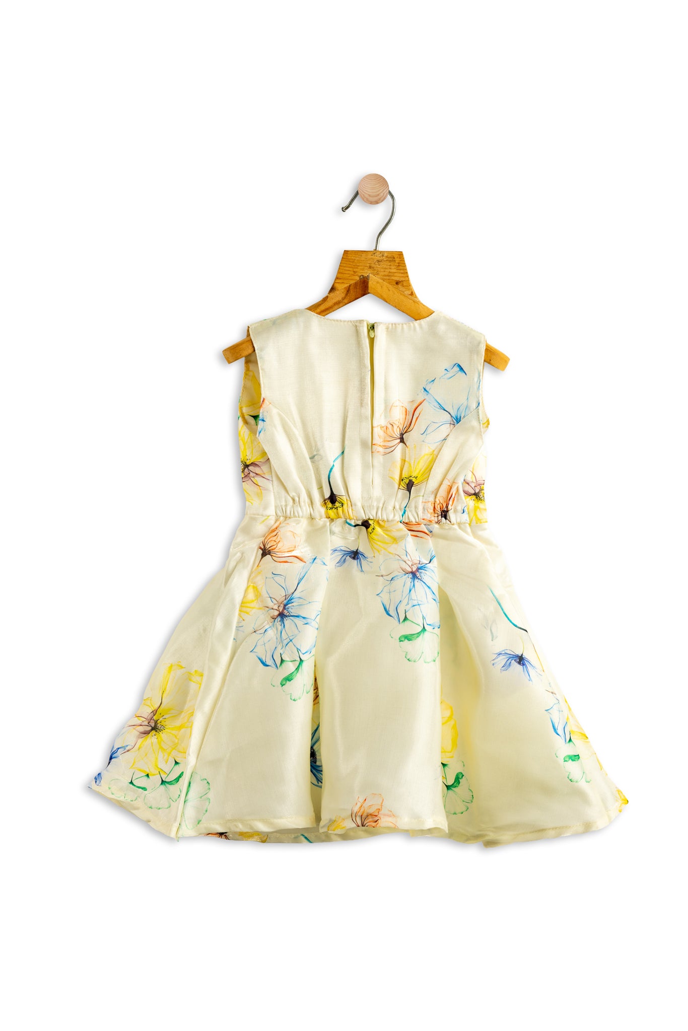 Todlerry Sleeveless Frock with bow | Floral Yellow Print| 100% Cotton