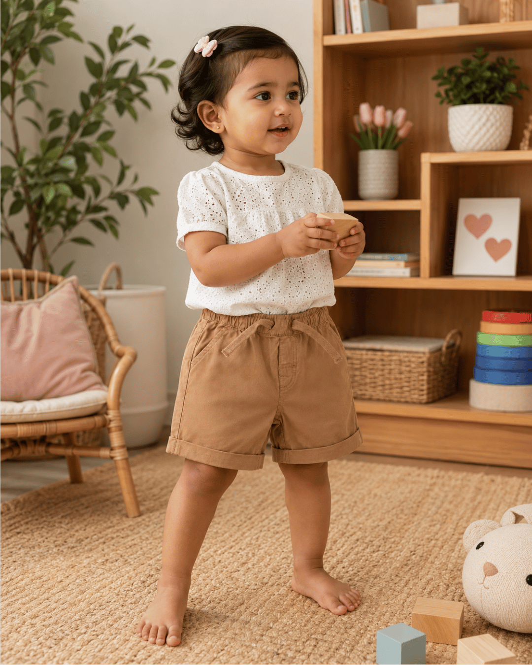 Kids Tan Brown Casual Chino Shorts | 100% Pure Cotton Boys Half Pants