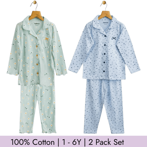 Girls Night Suit Set of 2 Soft & Breathable 100% Cotton