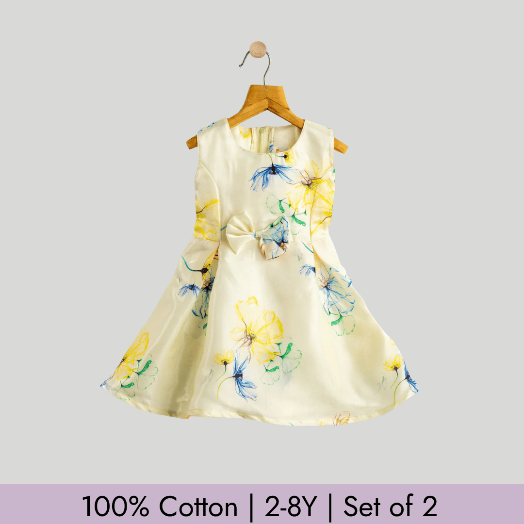 Todlerry Girls Frock | Pack of 2 |Soft & Breathable | 100% Cotton