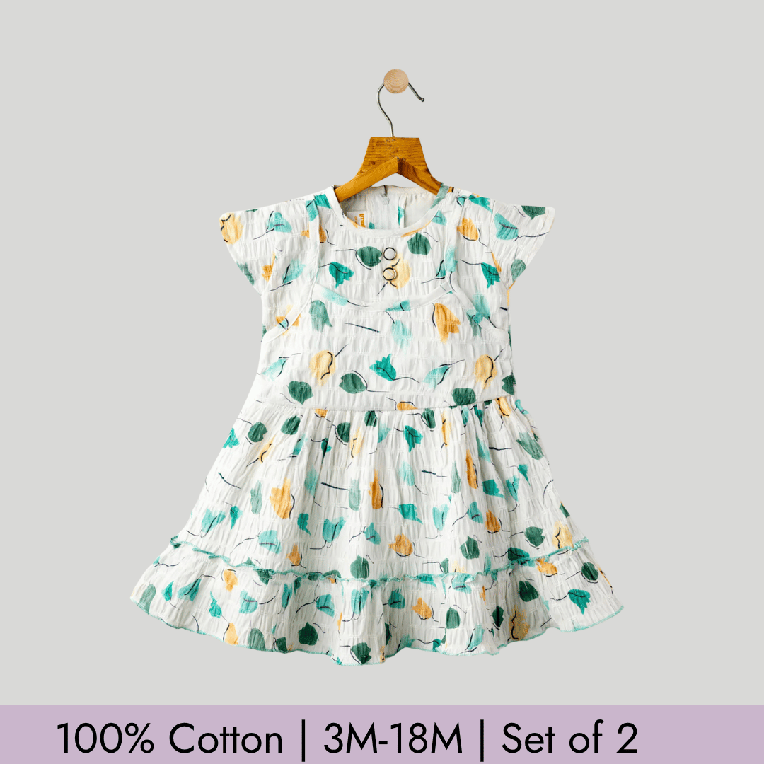 Todlerry Girls Frock | Pack of 2 |Soft & Breathable | 100% Cotton