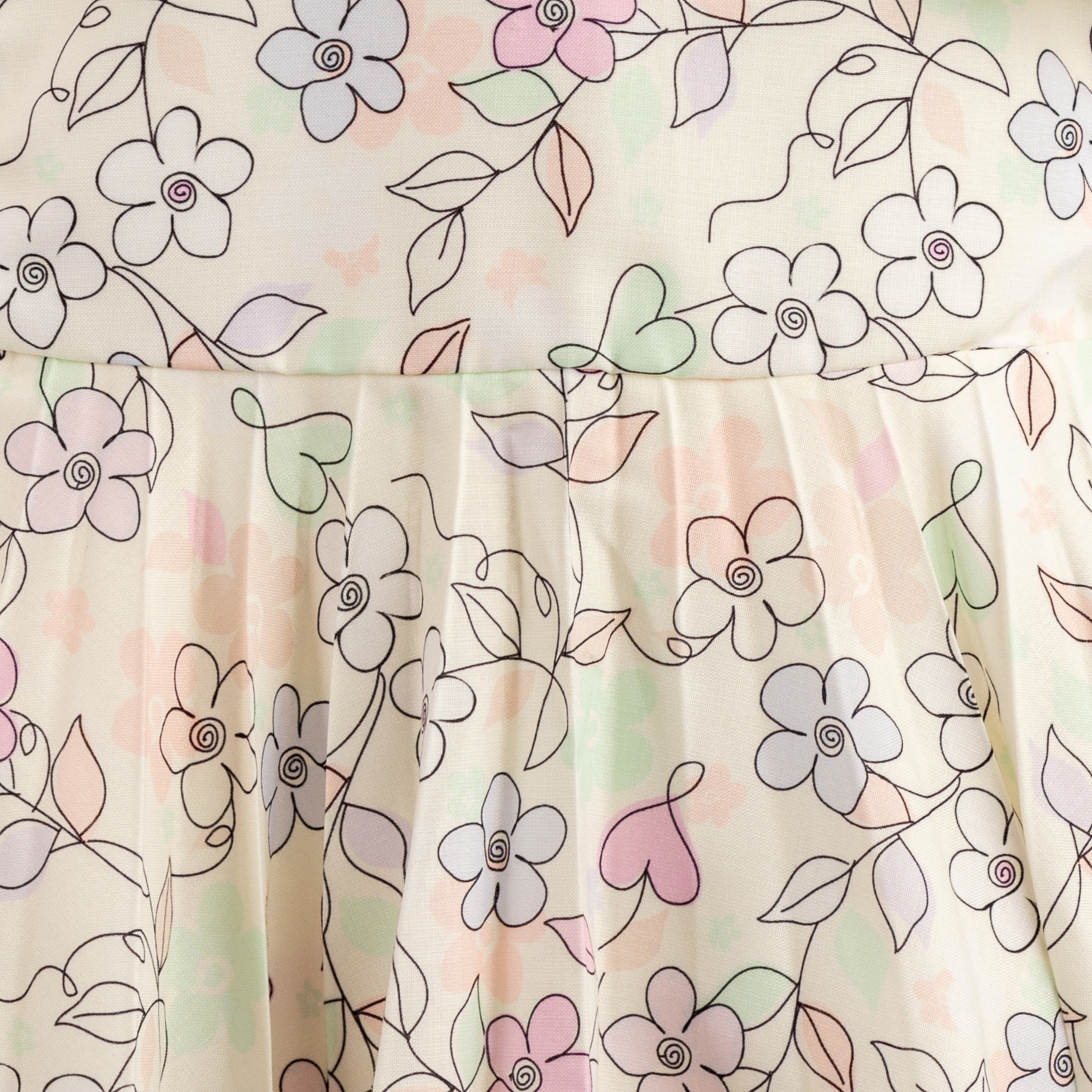 Todlerry Half-sleeve Girls Frock | Floral white & Pink Print | 100% Cotton