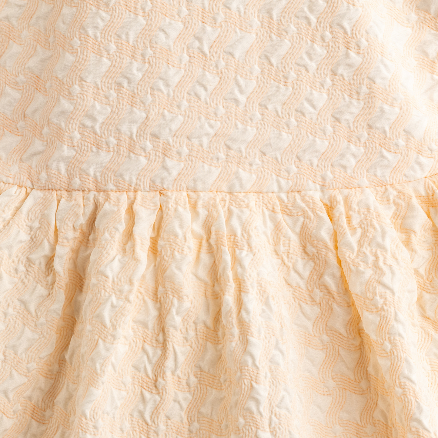 Todlerry Half-sleeve Girls Frock | Solid White & Peach | 100% Cotton