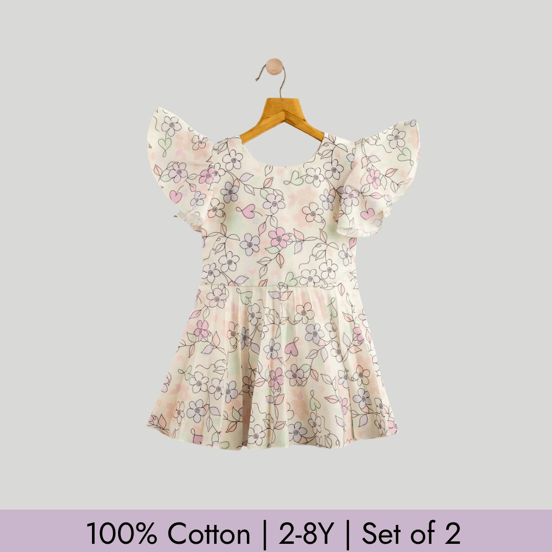 Todlerry Girls Frock | Pack of 2 |Soft & Breathable | 100% Cotton