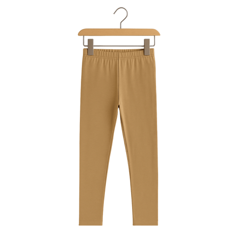 Girls Leggings Beige 100% Cotton