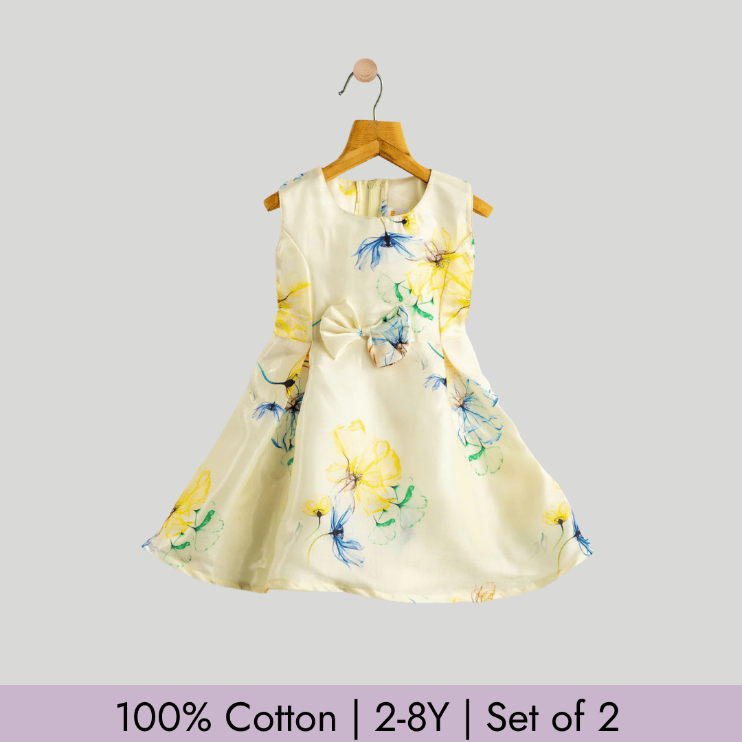 Todlerry Girls Frock | Pack of 2 |Soft & Breathable | 100% Cotton