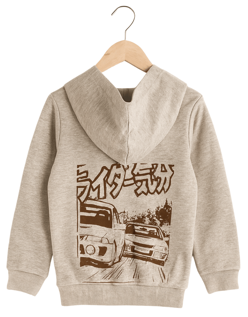 Todlerry Beige Full Sleeve Hoodie for Kids 100% Cotton