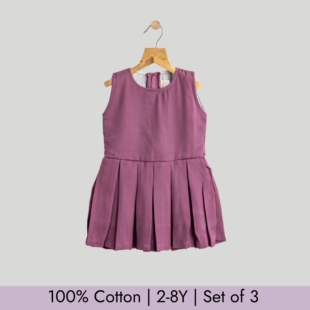 Todlerry Girls Frock | Pack of 3 |Soft & Breathable | 100% Cotton