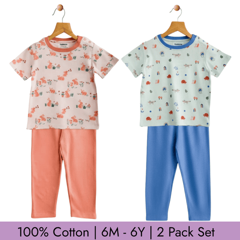Unisex Pajama set Set of 2 Soft & Breathable 100% Cotton