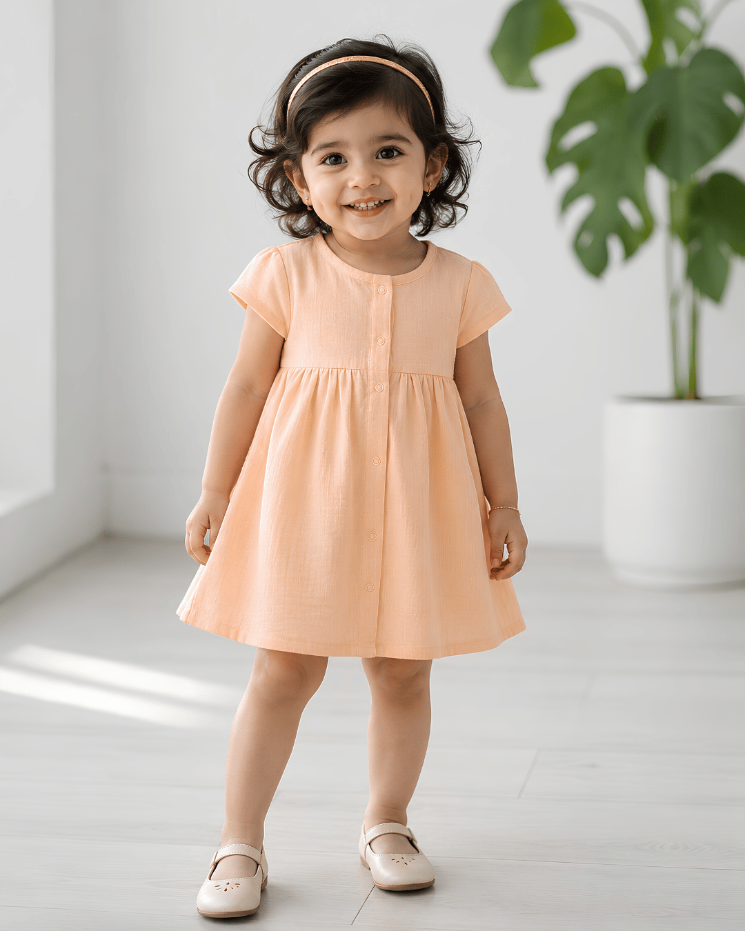 Premium Muslin Half Sleeve Frock – 100% Organic Cotton Baby Dress