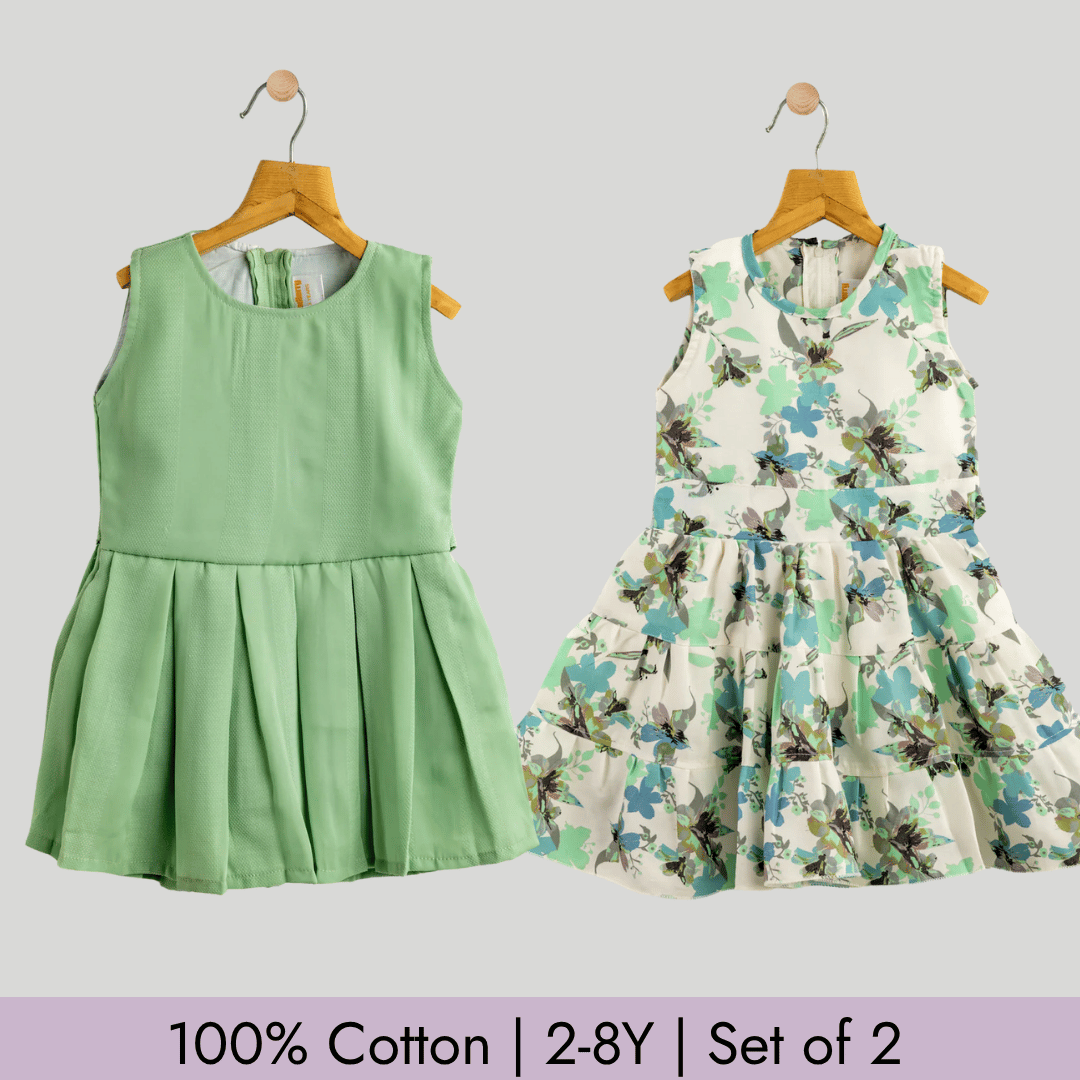 Todlerry Girls Frock | Pack of 2 |Soft & Breathable | 100% Cotton