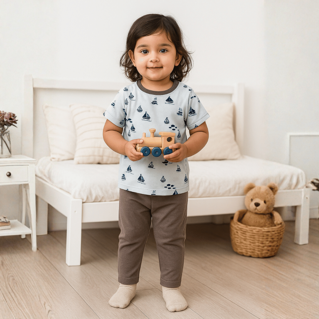 Todlerry Unisex Pajama set | Set of 2 | Soft & Breathable | 100% Cotton