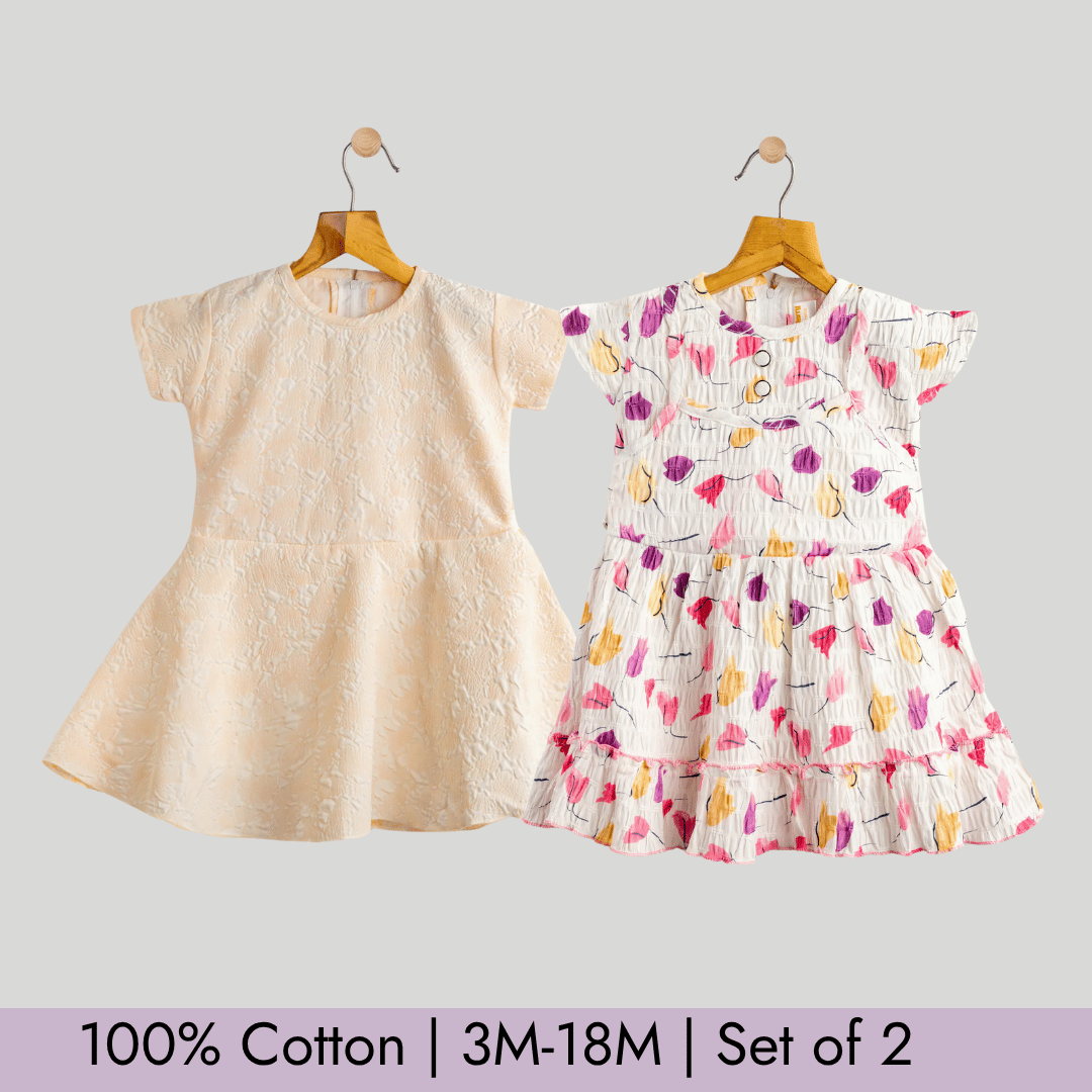 Todlerry Girls Frock | Pack of 2 |Soft & Breathable | 100% Cotton