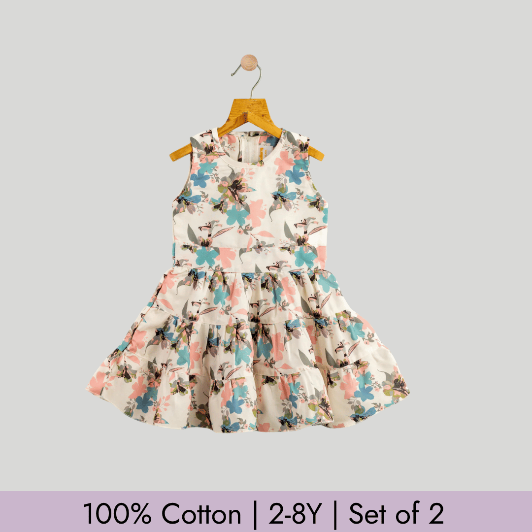 Todlerry Girls Frock | Pack of 2 |Soft & Breathable | 100% Cotton