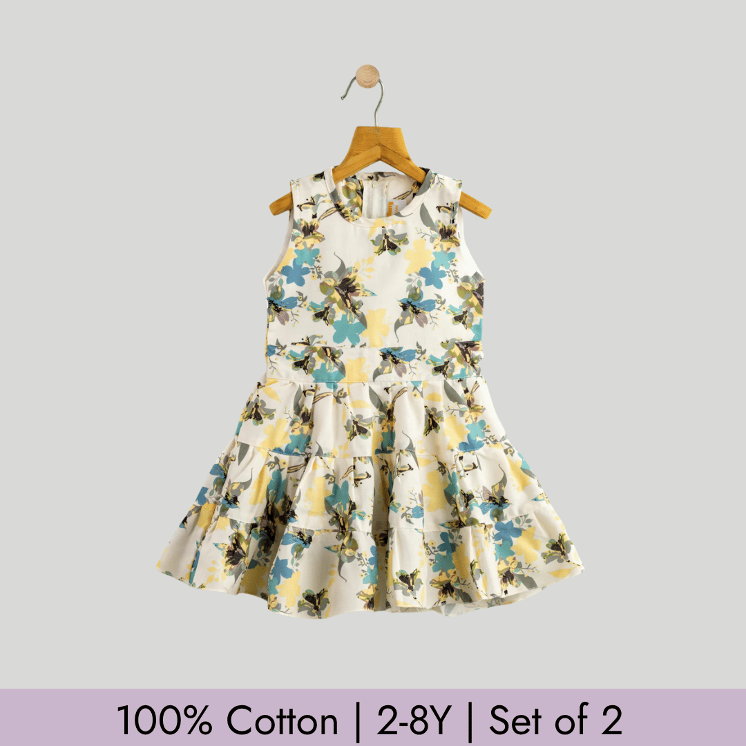 Todlerry Girls Frock | Pack of 2 |Soft & Breathable | 100% Cotton