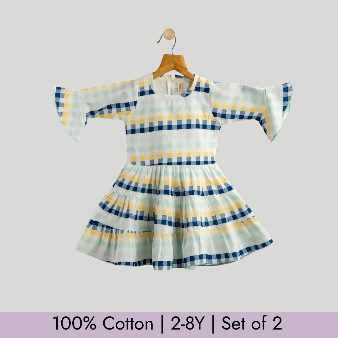 Todlerry Girls Frock | Pack of 2 |Soft & Breathable | 100% Cotton