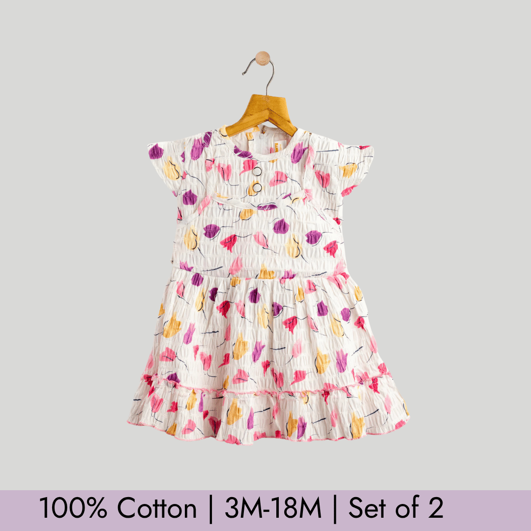 Todlerry Girls Frock | Pack of 2 |Soft & Breathable | 100% Cotton