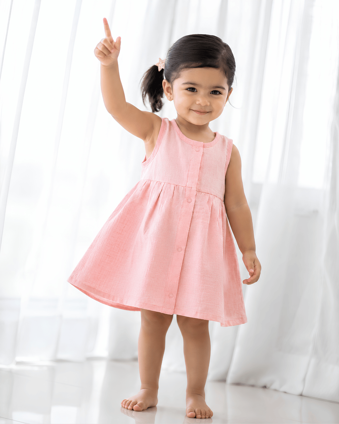 Premium Pink Muslin Sleeveless Frock – 100% Organic Cotton Baby Dress