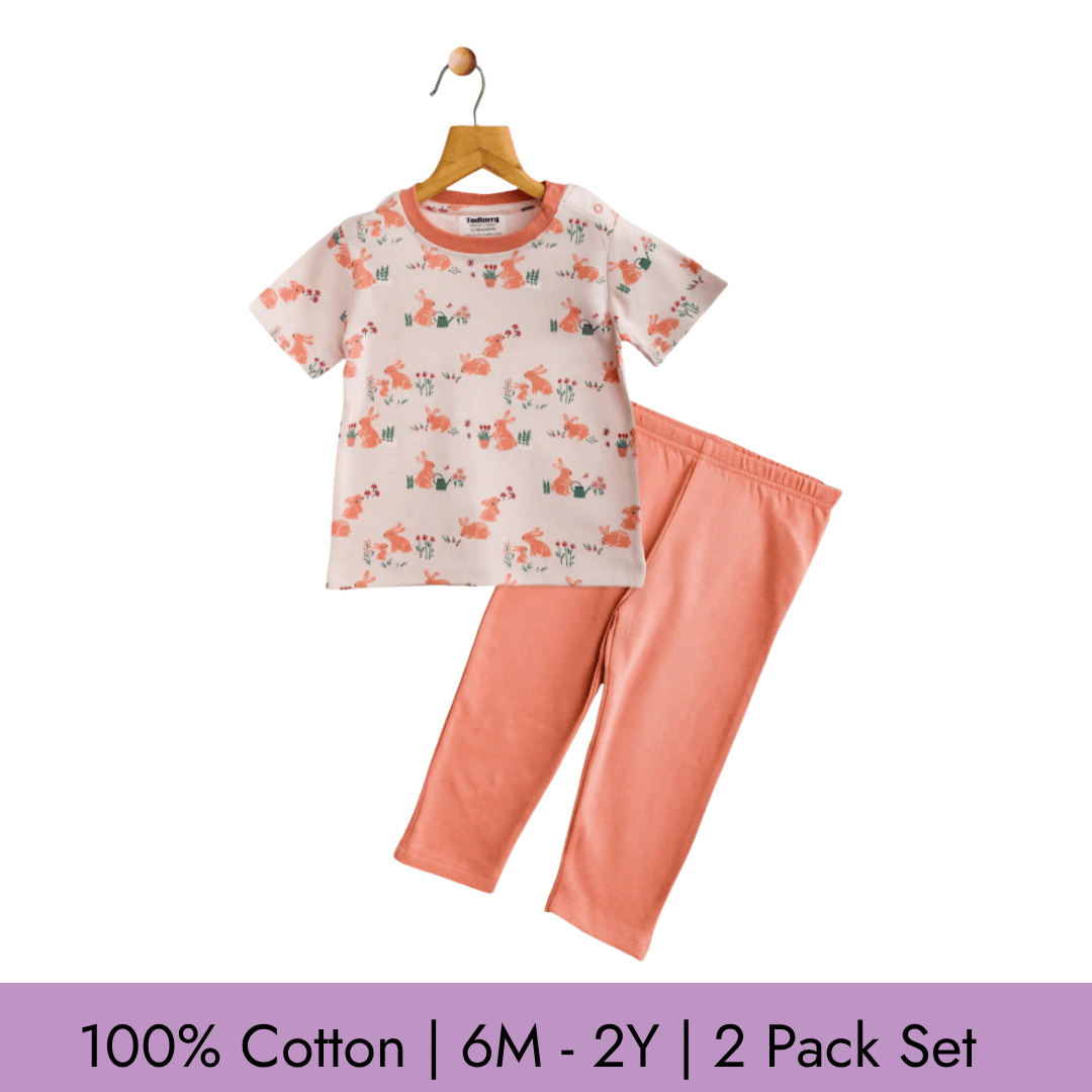 Todlerry Unisex Pajama set | Set of 2 | Soft & Breathable | 100% Cotton