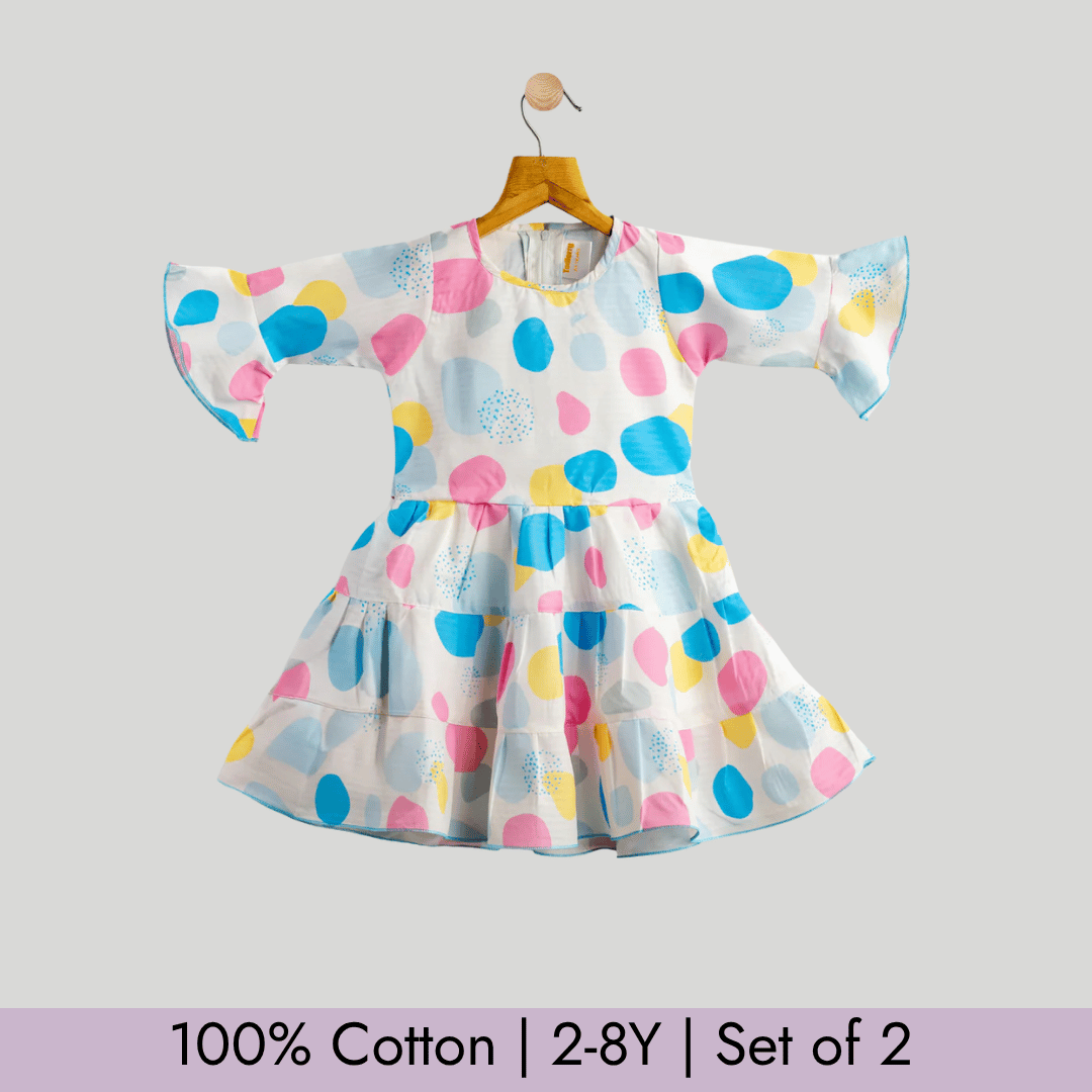 Todlerry Girls Frock | Pack of 2 |Soft & Breathable | 100% Cotton