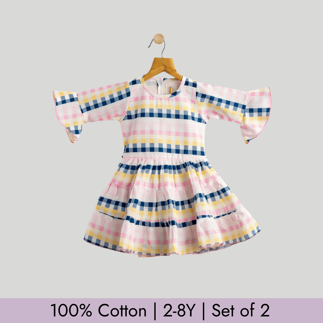Todlerry Girls Frock | Pack of 2 |Soft & Breathable | 100% Cotton