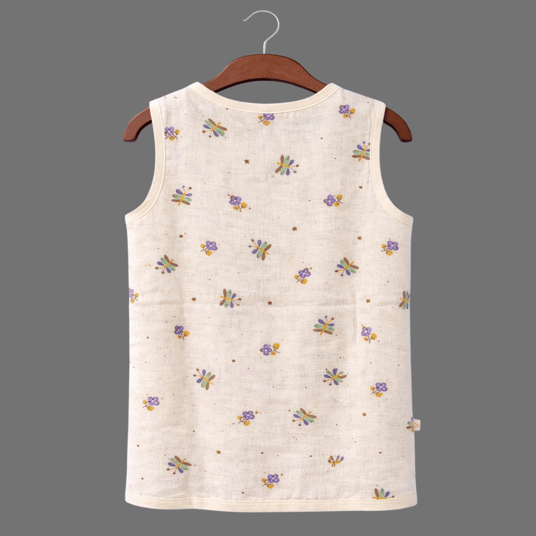 Unisex Soft Cotton Sleeveless Tiny Butterflies Jhabla for Babies