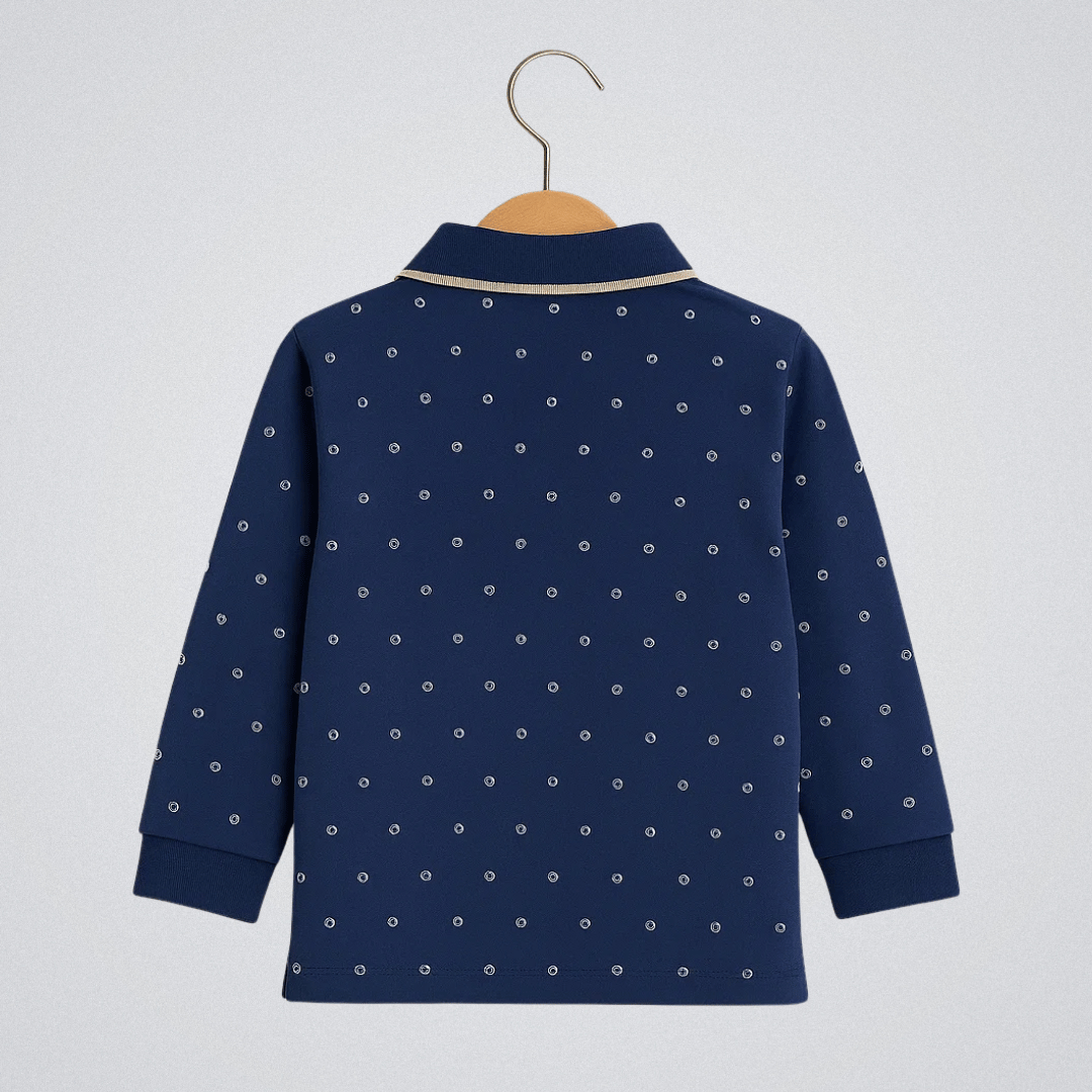 Todlerry Boys Cotton T-Shirt | Tiny Dots Navy | Soft & Breathable | 100% Cotton