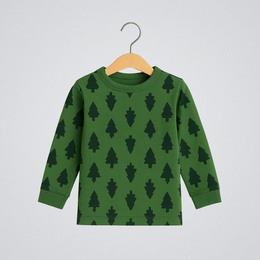 Todlerry Boys Cotton T-Shirt | Christmas Tree Green | Soft & Breathable | 100% Cotton