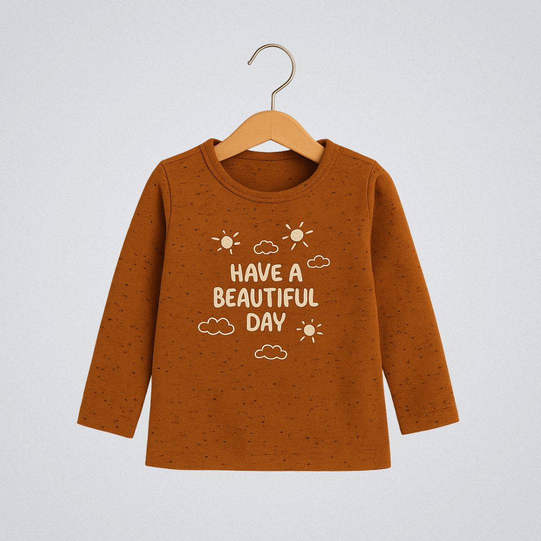 Todlerry Boys Cotton T-Shirt | Beautiful day Rusty Orange| Soft & Breathable | 100% Cotton