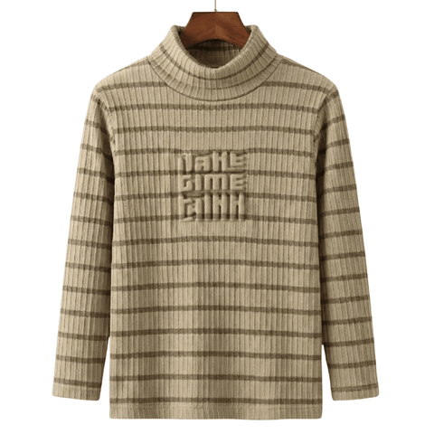 Unisex Beige High Neck T-Shirt
