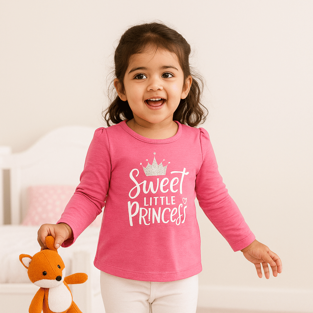 Todlerry Girls Cotton T-Shirt | Princess pink | Soft & Breathable | 100% Cotton