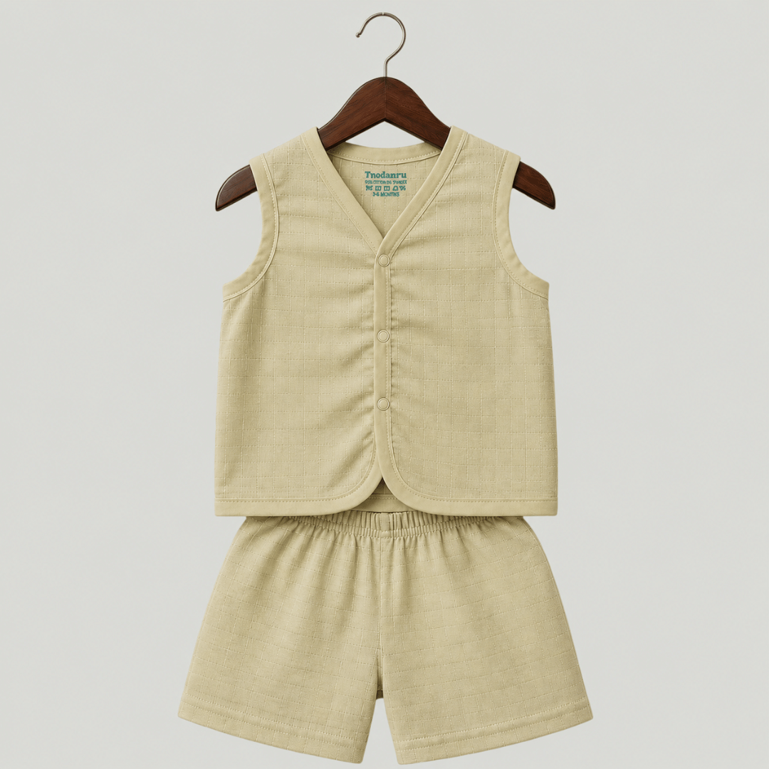 Soft Cotton Baby Light Yellow Colour Jhabla & Shorts Set